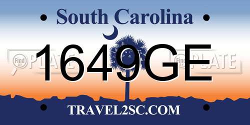 1649GE South Carolina License Plate