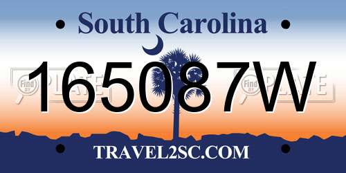 165087W South Carolina License Plate