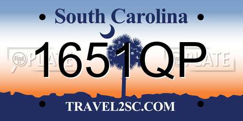 1651QP South Carolina License Plate