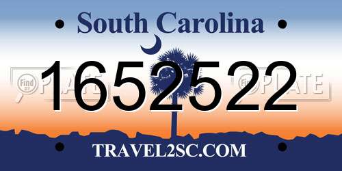 1652522 South Carolina License Plate