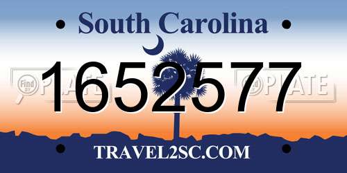 1652577 South Carolina License Plate