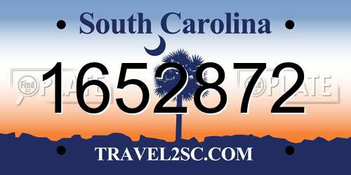 1652872 South Carolina License Plate
