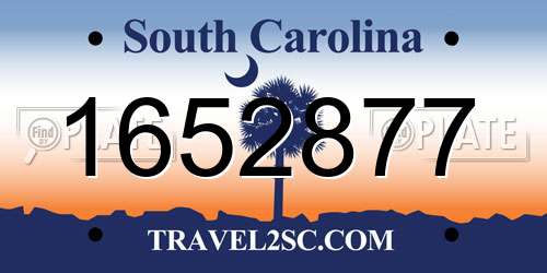 1652877 South Carolina License Plate