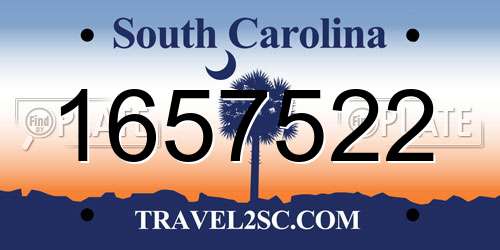1657522 South Carolina License Plate