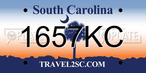 1657KC South Carolina License Plate
