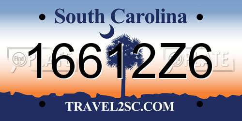 16612Z6 South Carolina License Plate