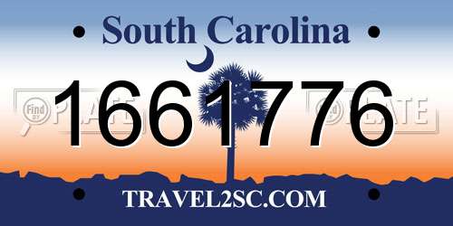 1661776 South Carolina License Plate