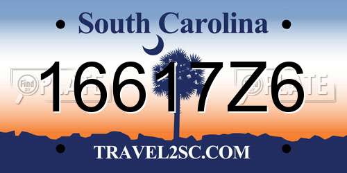 16617Z6 South Carolina License Plate