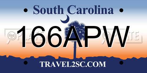 166APW South Carolina License Plate