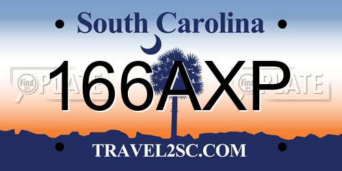 166AXP South Carolina License Plate