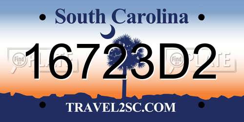 16723D2 South Carolina License Plate