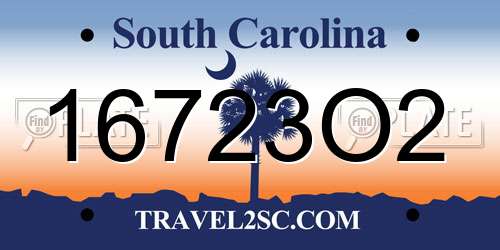16723O2 South Carolina License Plate