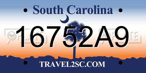 16752A9 South Carolina License Plate