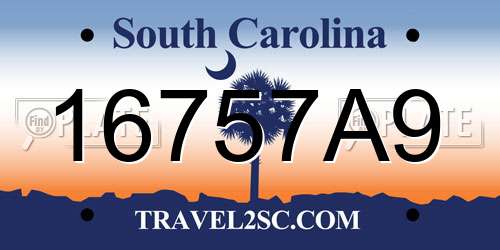 16757A9 South Carolina License Plate