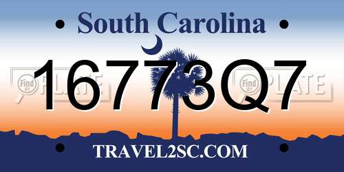 16773Q7 South Carolina License Plate