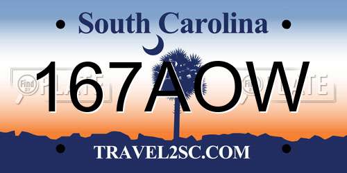 167AOW South Carolina License Plate