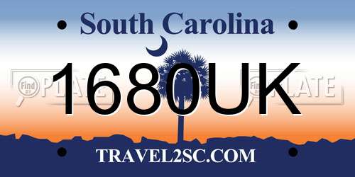 1680UK South Carolina License Plate