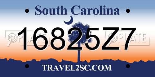 16825Z7 South Carolina License Plate