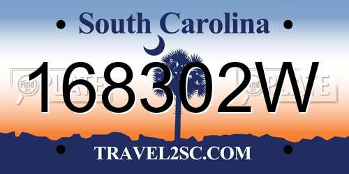 168302W South Carolina License Plate