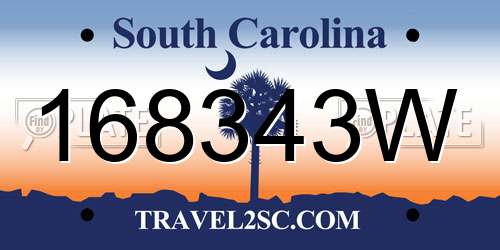 168343W South Carolina License Plate