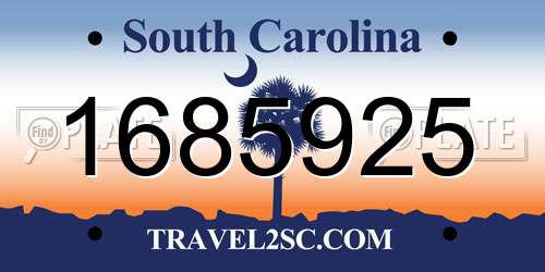 1685925 South Carolina License Plate