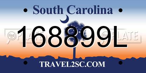 168899L South Carolina License Plate