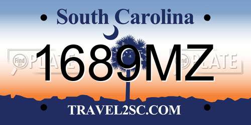 1689MZ South Carolina License Plate