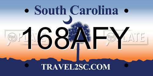 168AFY South Carolina License Plate