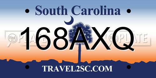 168AXQ South Carolina License Plate