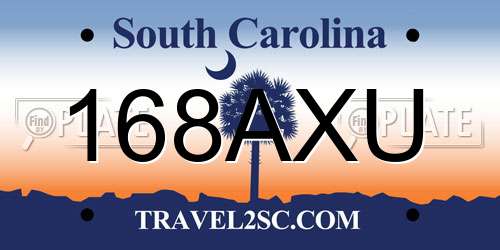 168AXU South Carolina License Plate