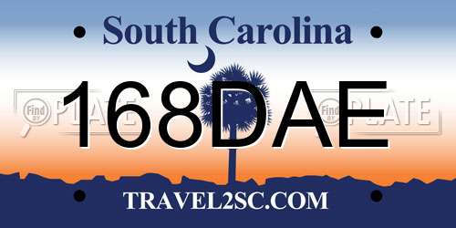 168DAE South Carolina License Plate