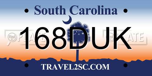 168DUK South Carolina License Plate
