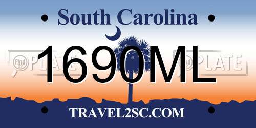 1690ML South Carolina License Plate