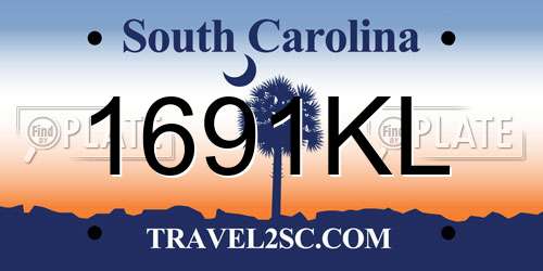 1691KL South Carolina License Plate