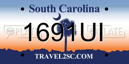 1691UI South Carolina License Plate