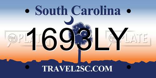 1693LY South Carolina License Plate