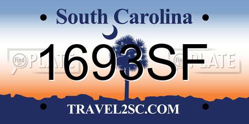 1693SF South Carolina License Plate