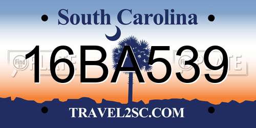 16BA539 South Carolina License Plate
