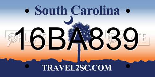 16BA839 South Carolina License Plate