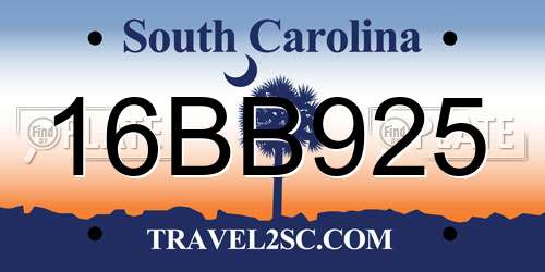16BB925 South Carolina License Plate
