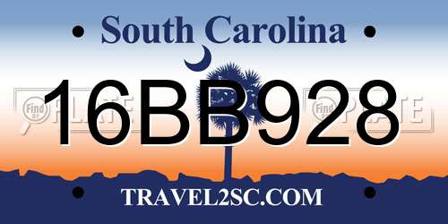 16BB928 South Carolina License Plate