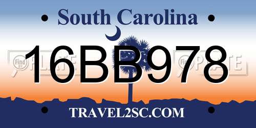 16BB978 South Carolina License Plate