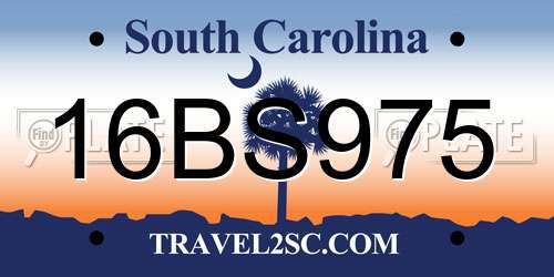 16BS975 South Carolina License Plate