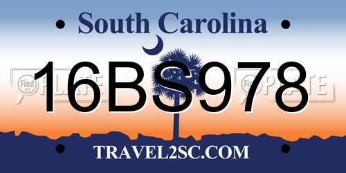 16BS978 South Carolina License Plate