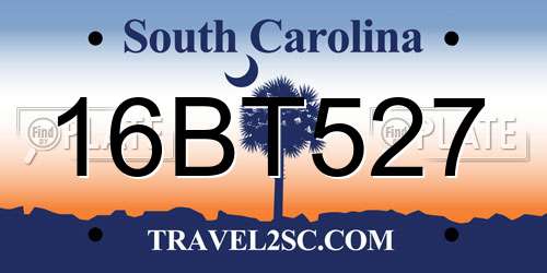 16BT527 South Carolina License Plate