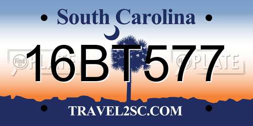 16BT577 South Carolina License Plate
