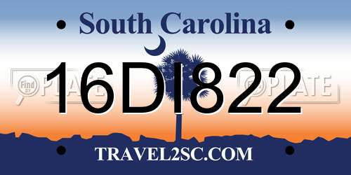 16DI822 South Carolina License Plate