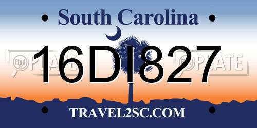 16DI827 South Carolina License Plate