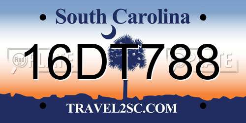 16DT788 South Carolina License Plate
