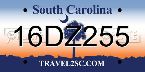 16DZ255 South Carolina License Plate